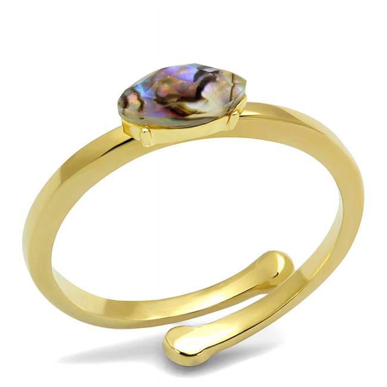 LO4062-8 Women Flash Gold Brass Ring with Precious Stone in Multi Color - Size 8