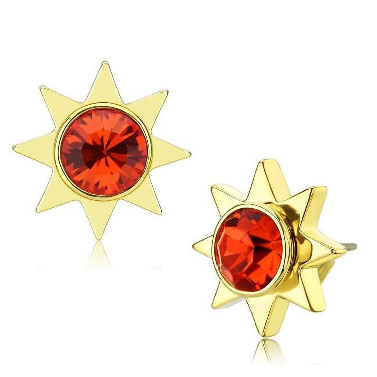 Women Gold Brass Earrings with Top Grade Crystal in Orange