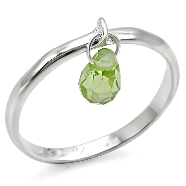 Women Silver 925 Sterling Silver Ring with Genuine Stone in Peridot - Size 7