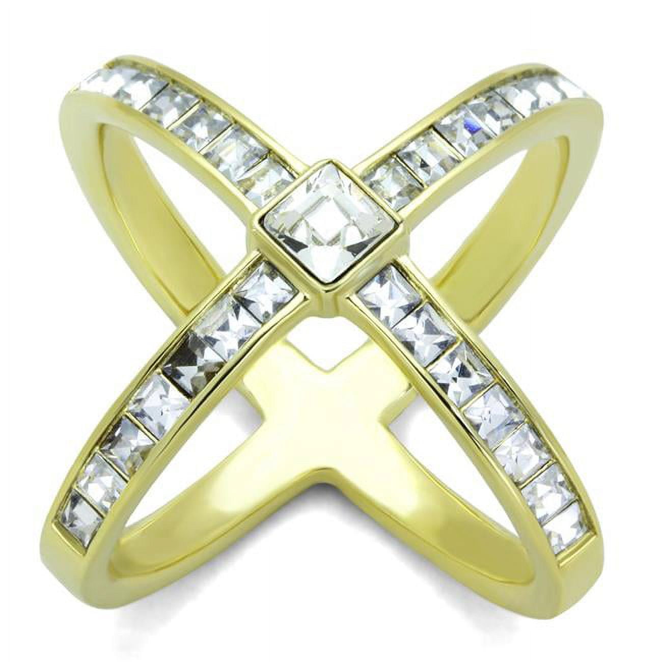 TK1726-6 Women IP Gold Stainless Steel Ring with Top Grade Crystal in Clear - Size 6