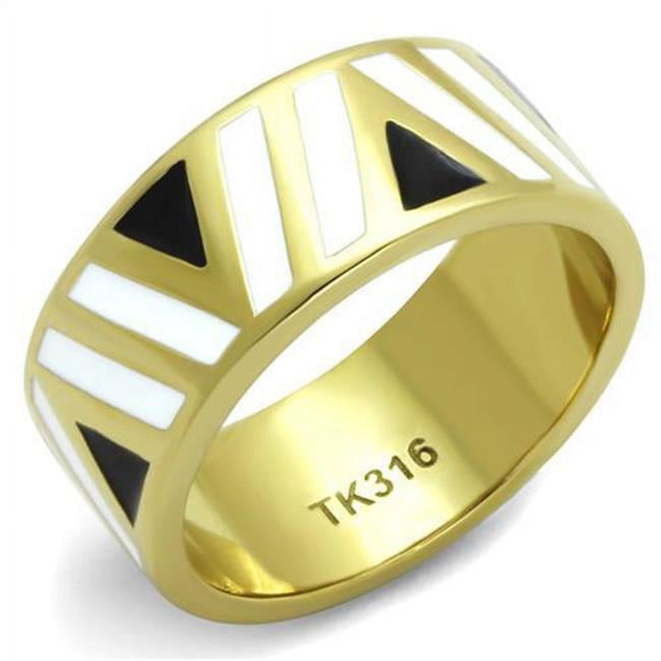 Women IP Gold Stainless Steel Ring with Epoxy in Multi Color - Size 5