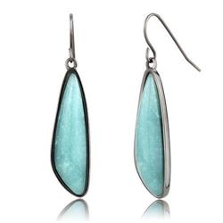 Women IP Light Black Stainless Steel Earrings with Semi-Precious in Emerald