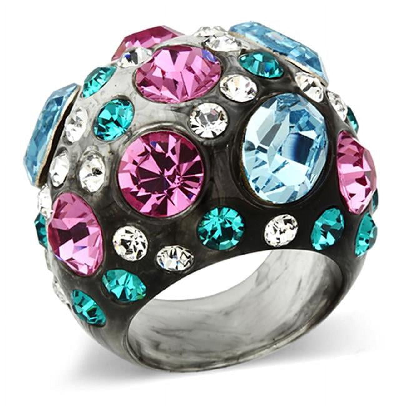Women Resin Ring with Top Grade Crystal in Multi Color - Size 5