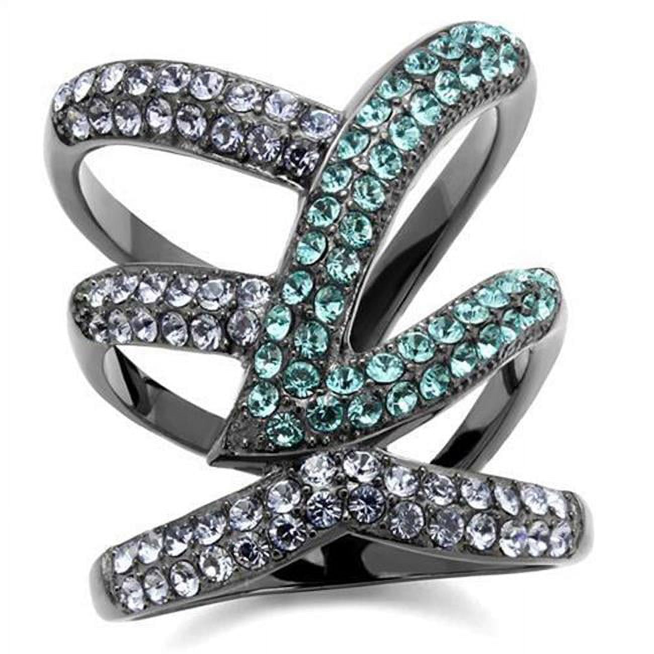 TK2766-7 Women IP Light Black Stainless Steel Ring with Top Grade Crystal in Multi Color - Size 7