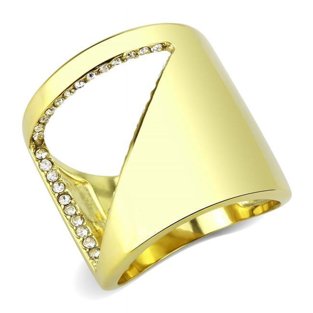 Women IP Gold Stainless Steel Ring with Top Grade Crystal in Clear - Size 6