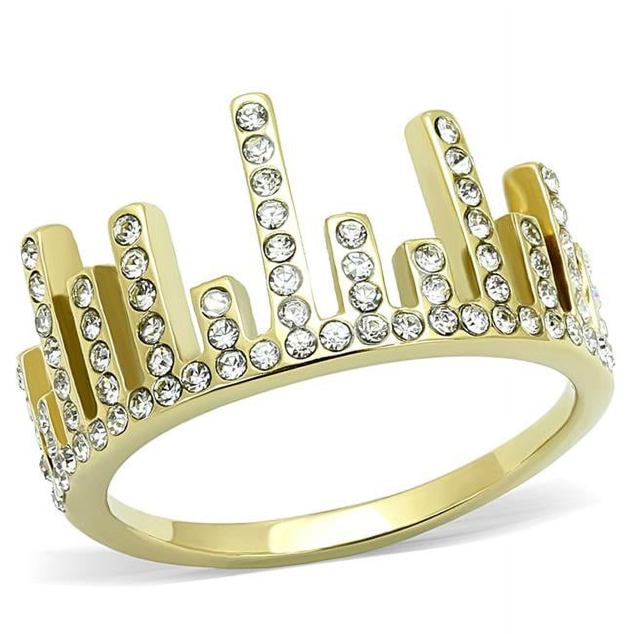 TK3129-6 Women IP Gold Stainless Steel Ring with Top Grade Crystal in Clear - Size 6