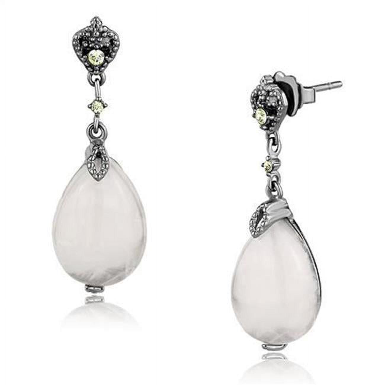 TK3163 Women IP Light Black Stainless Steel Earrings with Precious Stone in Light Rose
