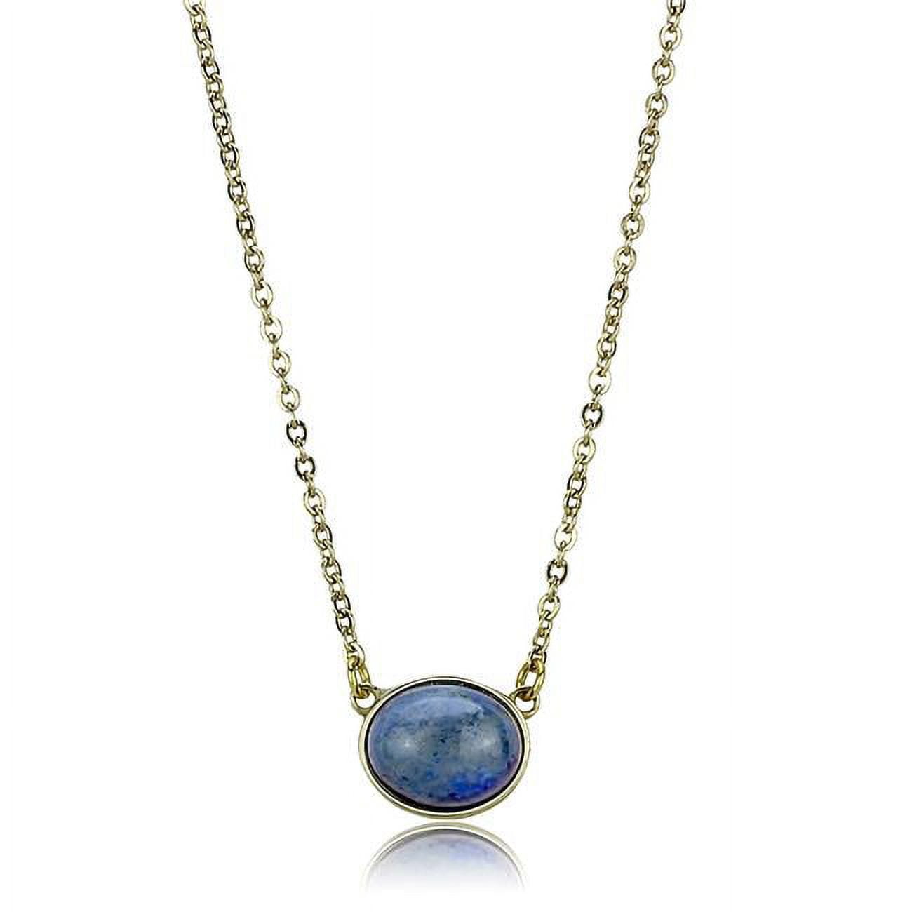 TK3287-18Plus2 Women IP Gold Stainless Steel Necklace with Precious Stone in Montana - 18 & 2 in.