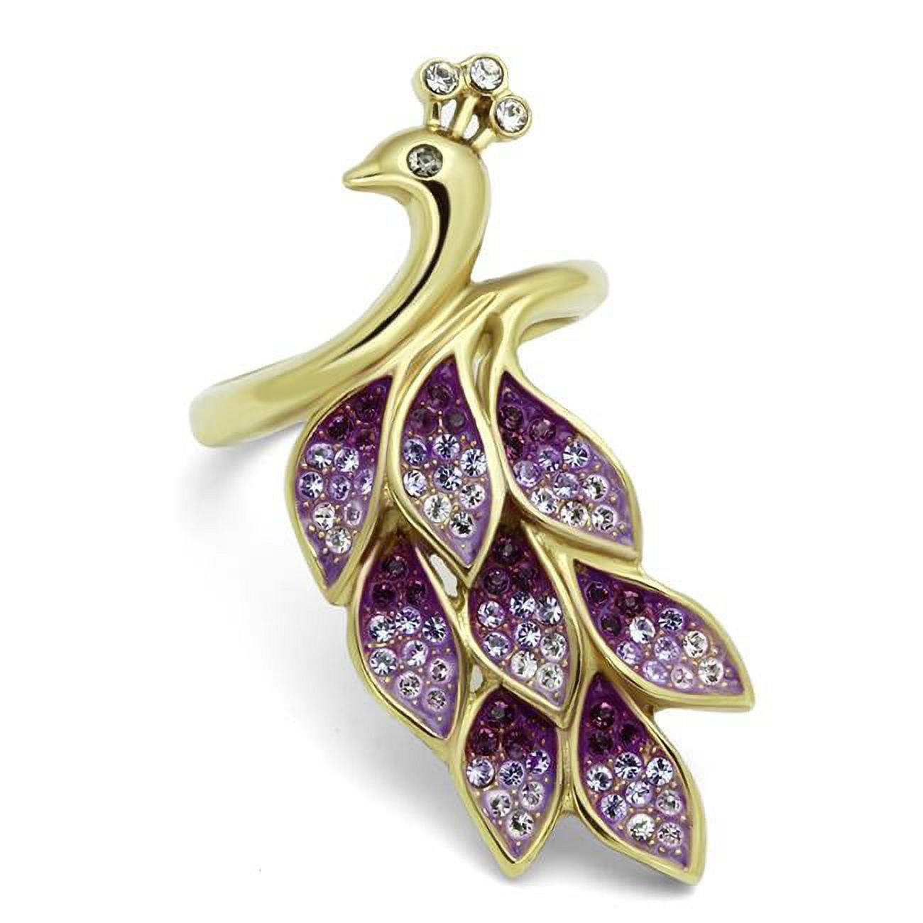 TK1101-5 Women IP Gold Stainless Steel Ring with Top Grade Crystal in Multi Color - Size 5