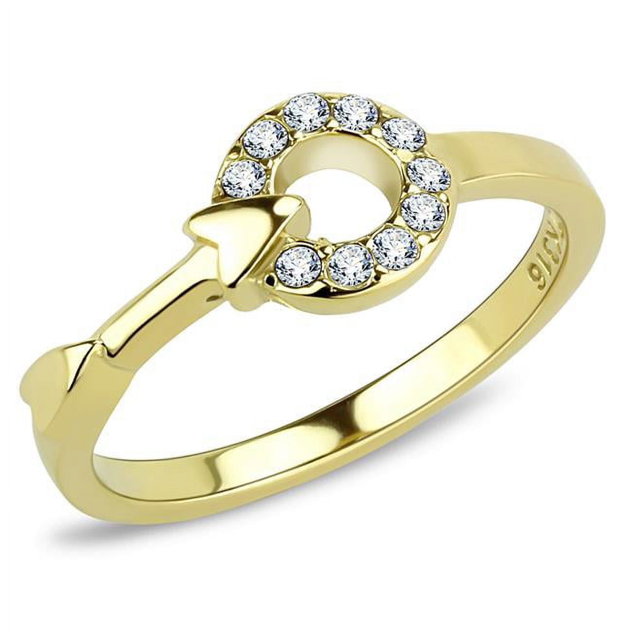 TK3439-10 Women IP Gold Stainless Steel Ring with Top Grade Crystal in Clear - Size 10