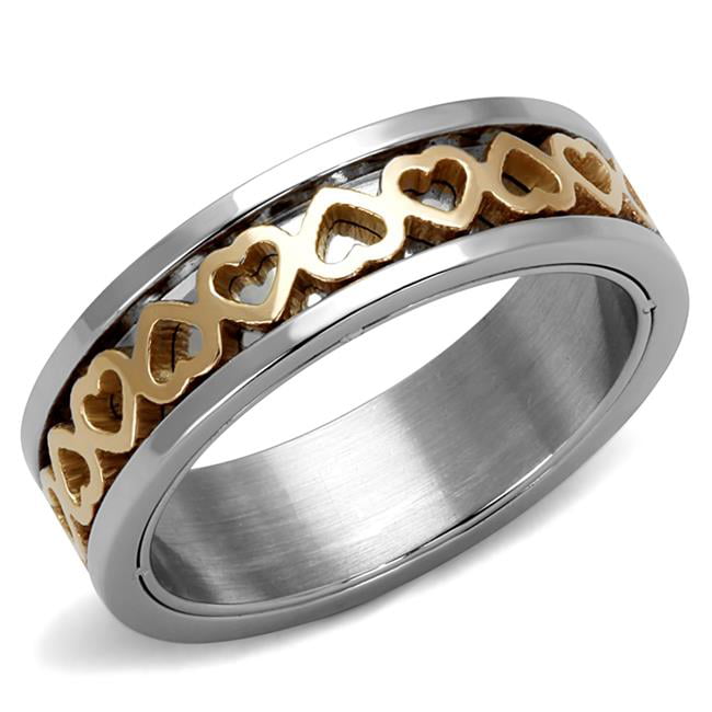 Women Two-Tone IP Rose Gold Stainless Steel Ring with No Stone in No Stone - Size 8
