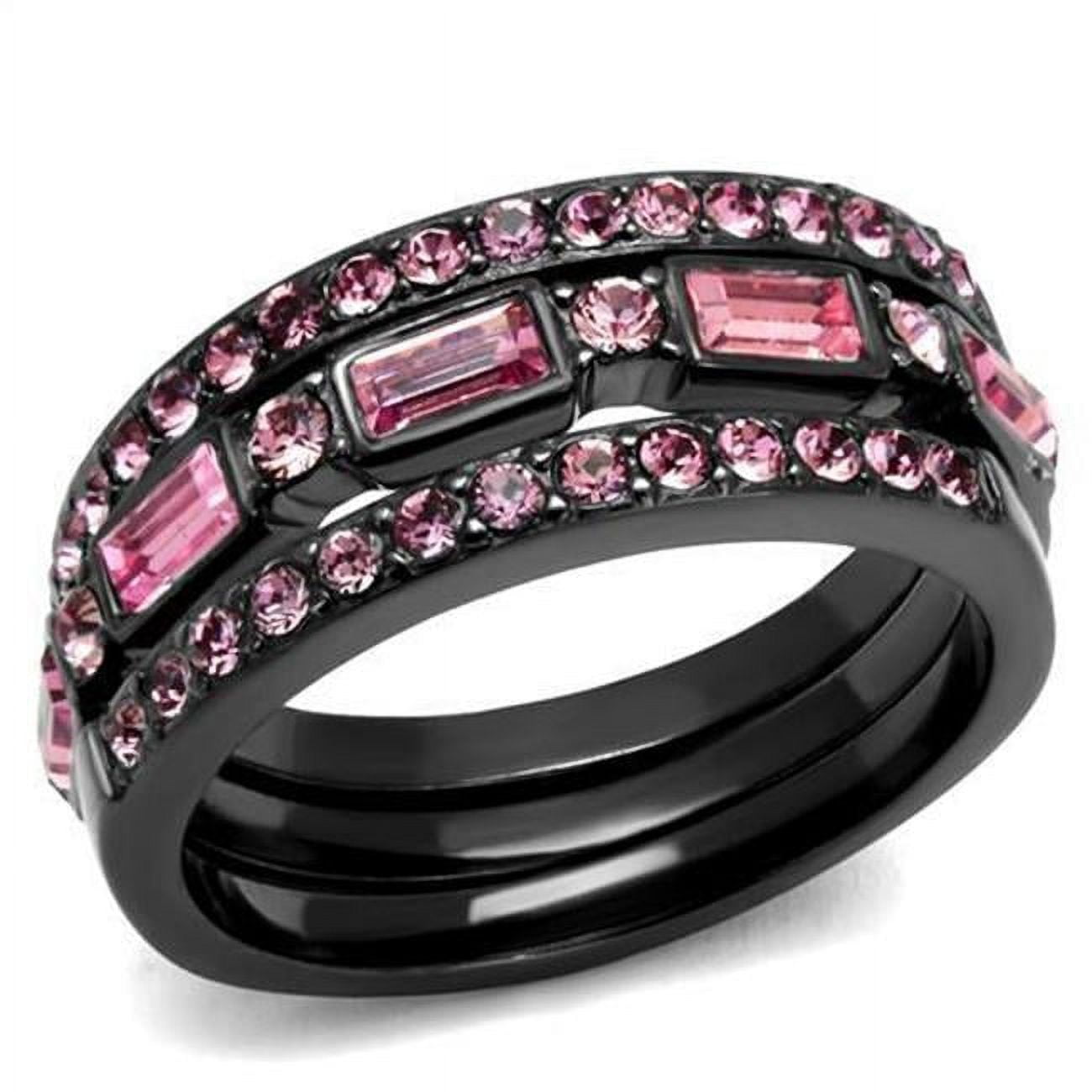 TK2844-6 Women IP Light Black Stainless Steel Ring with Top Grade Crystal in Multi Color - Size 6