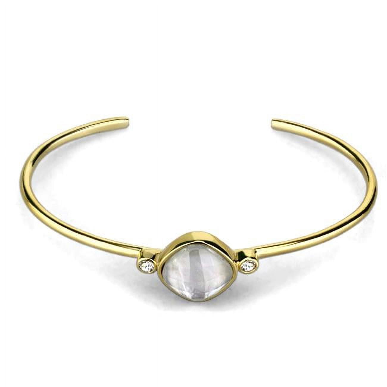 TK2910-L58xW43xO25 Women IP Gold Stainless Steel Bangle with Precious Stone in White