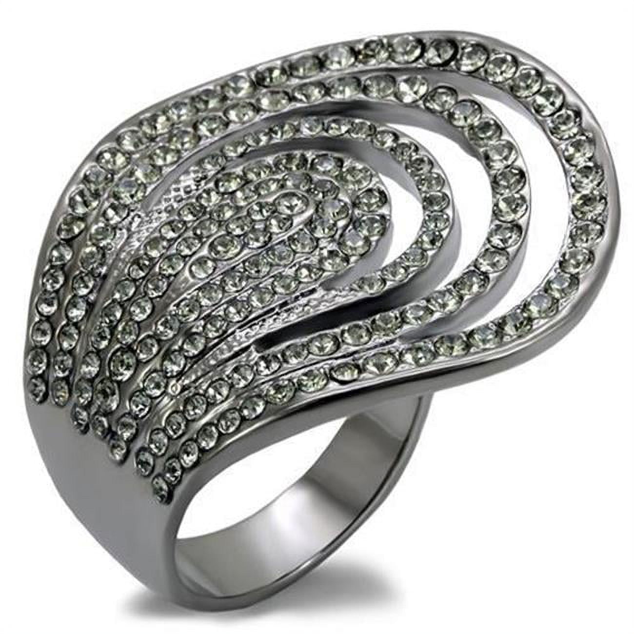 Women TIN Cobalt Black Brass Ring with Top Grade Crystal in Black Diamond - Size 6
