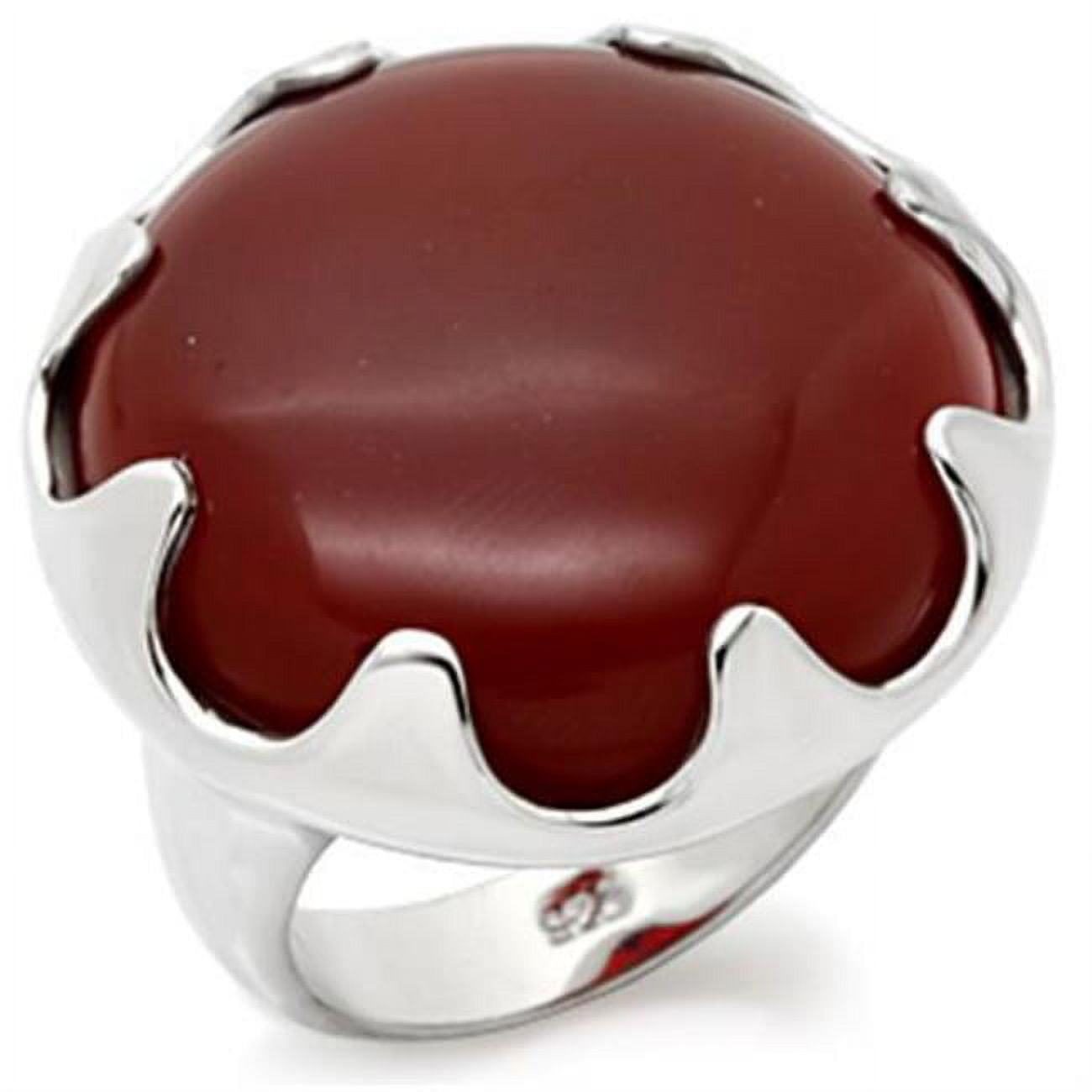 LOS085-8 Women High-Polished 925 Sterling Silver Ring with Semi-Precious in Ruby - Size 8