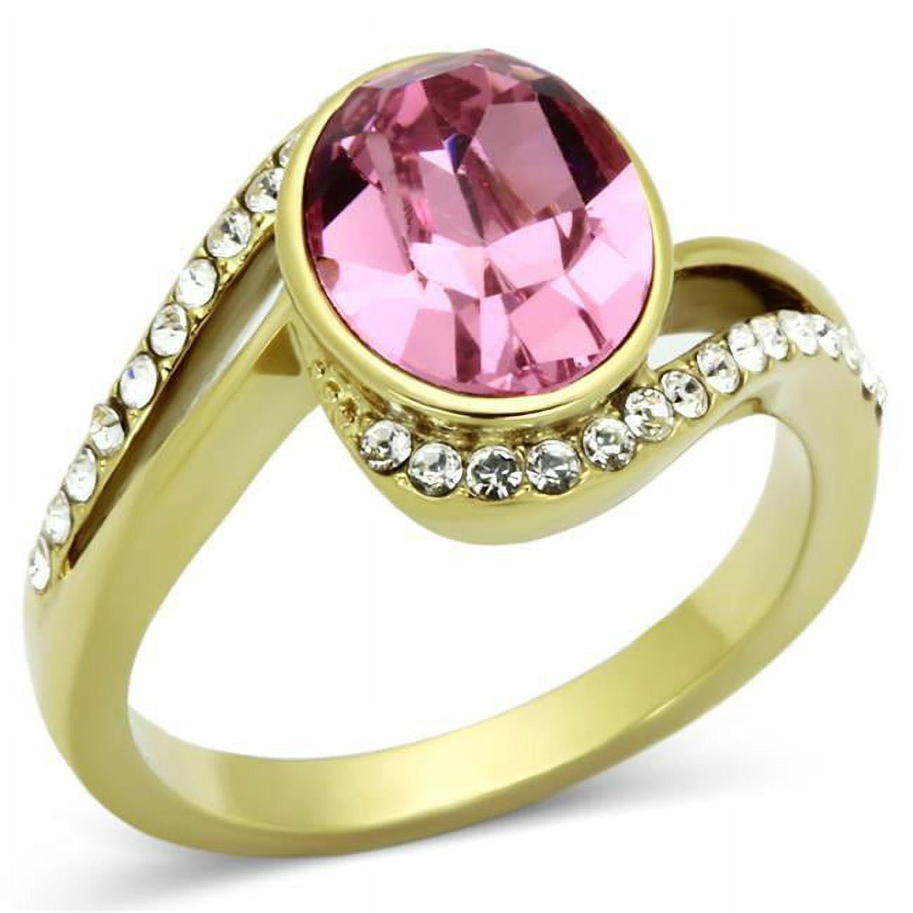 TK1097-8 Women IP Gold Stainless Steel Ring with Top Grade Crystal in Rose - Size 8