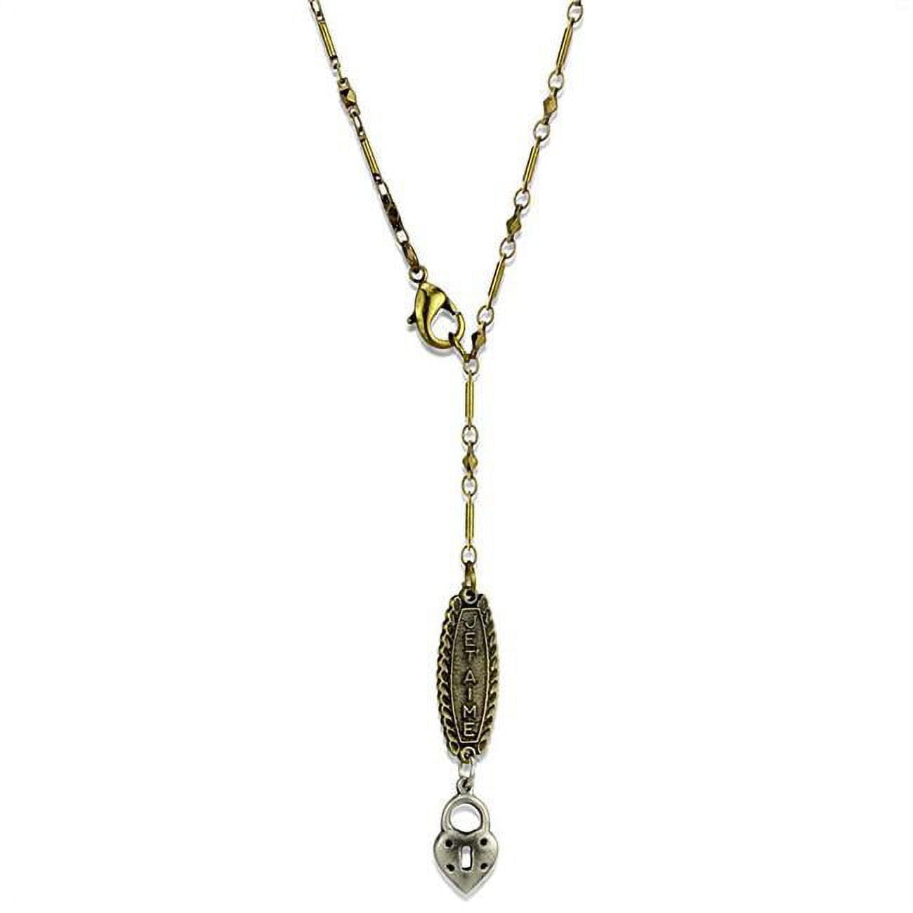 22 in. Gold & Antique Silver White Metal Chain Pendant with No Stone