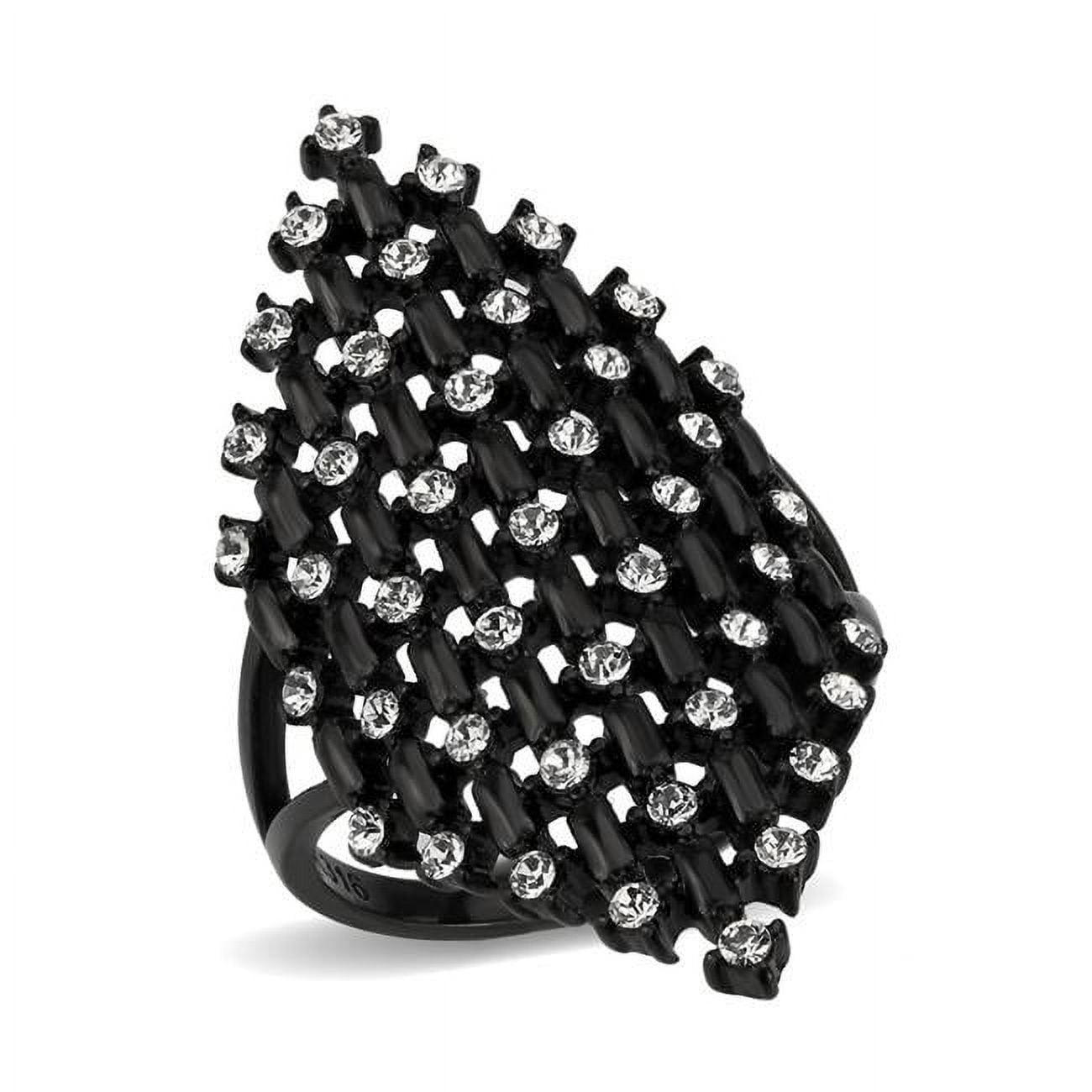 TK3750-10 IP Black Stainless Steel Ring with Top Grade Crystal, Clear - Size 10