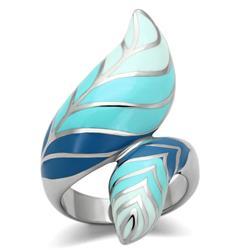 High Polished No Plating Stainless Steel Ring with Epoxy, Multi Color - Size 6