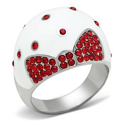 TK260-5 High Polished No Plating Stainless Steel Ring with Top Grade Crystal, Ruby - Size 5