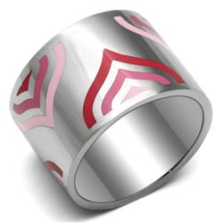 High Polished No Plating Stainless Steel Ring with Epoxy, Multi Color - Size 5