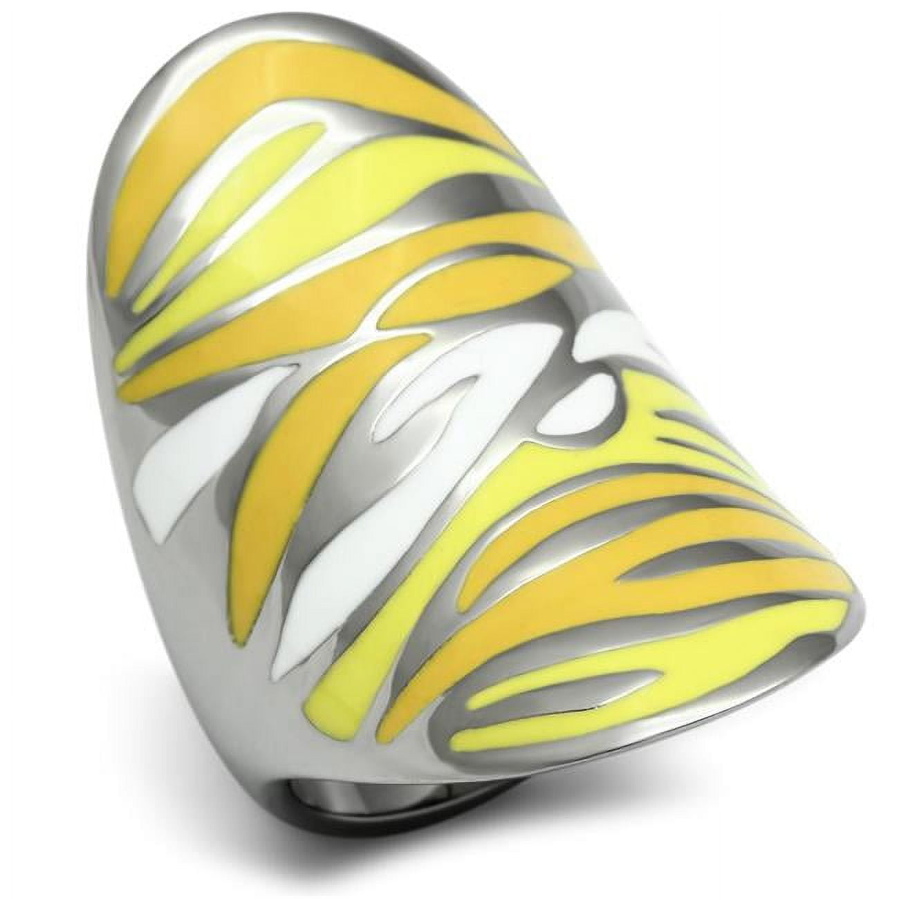 High Polished No Plating Stainless Steel Ring with Epoxy, Multi Color - Size 5