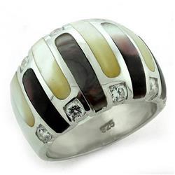 LOAS1167-9 High-Polished 925 Sterling Silver Ring with Precious Stone Conch, Multi Color - Size 9