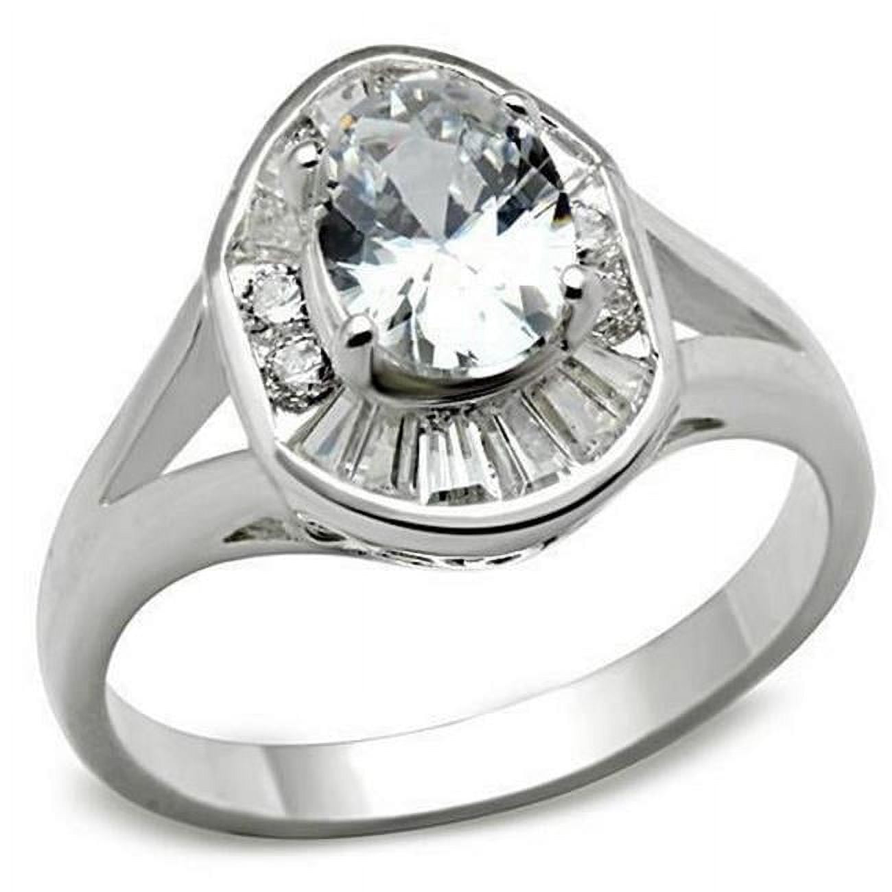 SS046-7 Silver 925 Sterling Silver Ring with AAA Grade CZ, Clear - Size 7