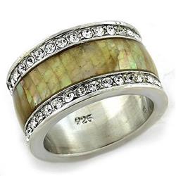 LOAS1180-10 Rhodium 925 Sterling Silver Ring with Precious Stone Conch, Multi Color - Size 10