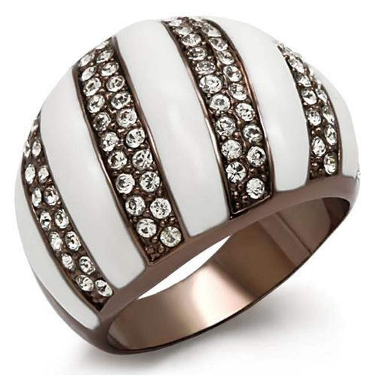 LO1646-8 Women Chocolate Gold Brass Ring with Top Grade Crystal in Clear - Size 8