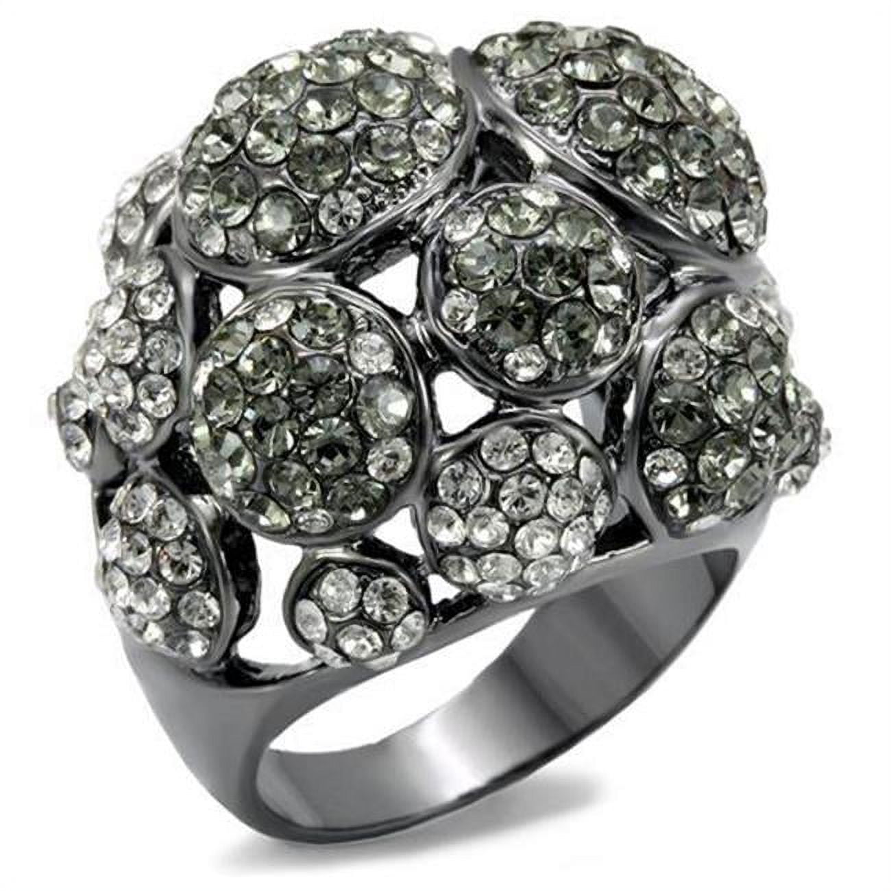 Women TIN Cobalt Black Brass Ring with Top Grade Crystal in Black Diamond - Size 6