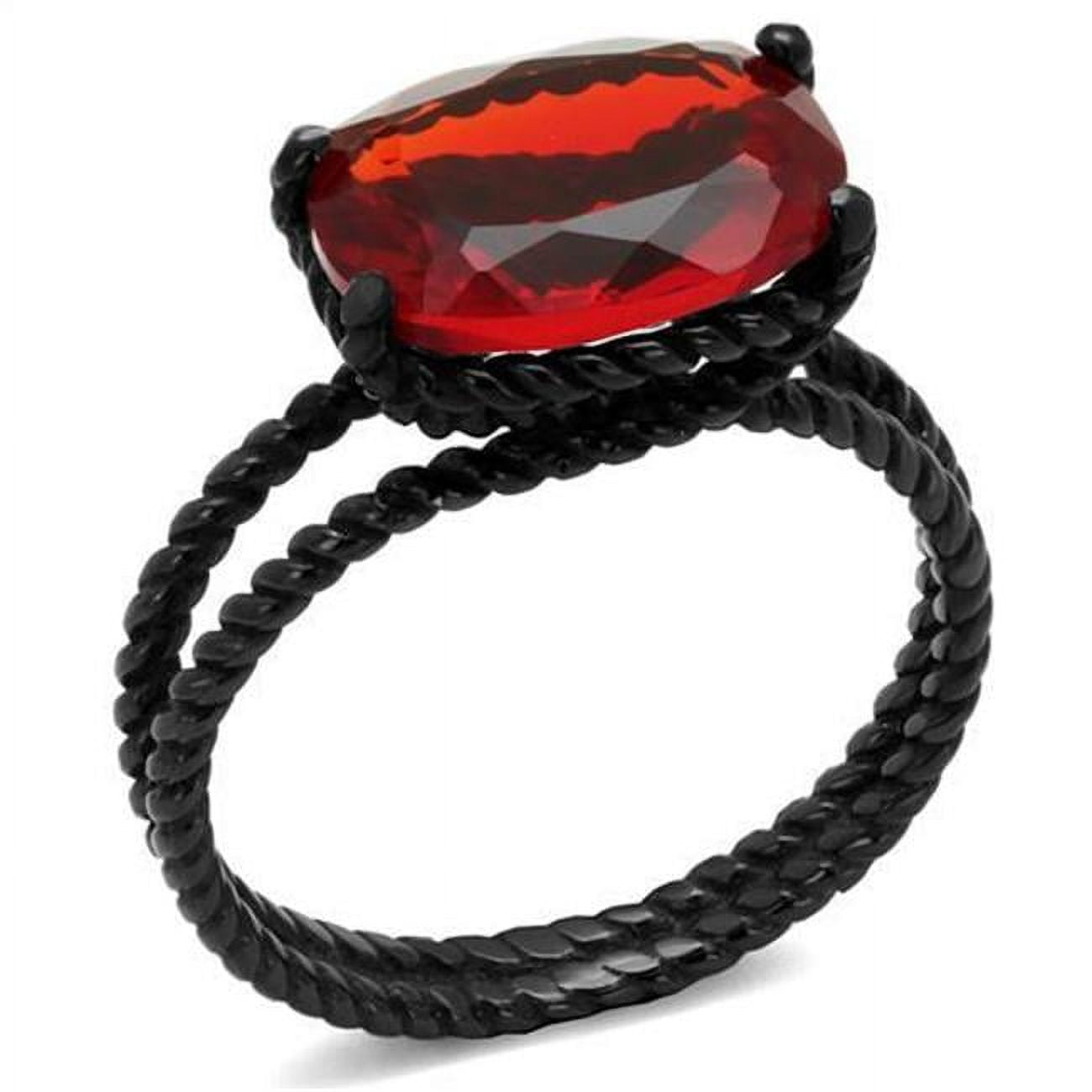 Women IP Black Stainless Steel Ring with Synthetic in Siam - Size 7