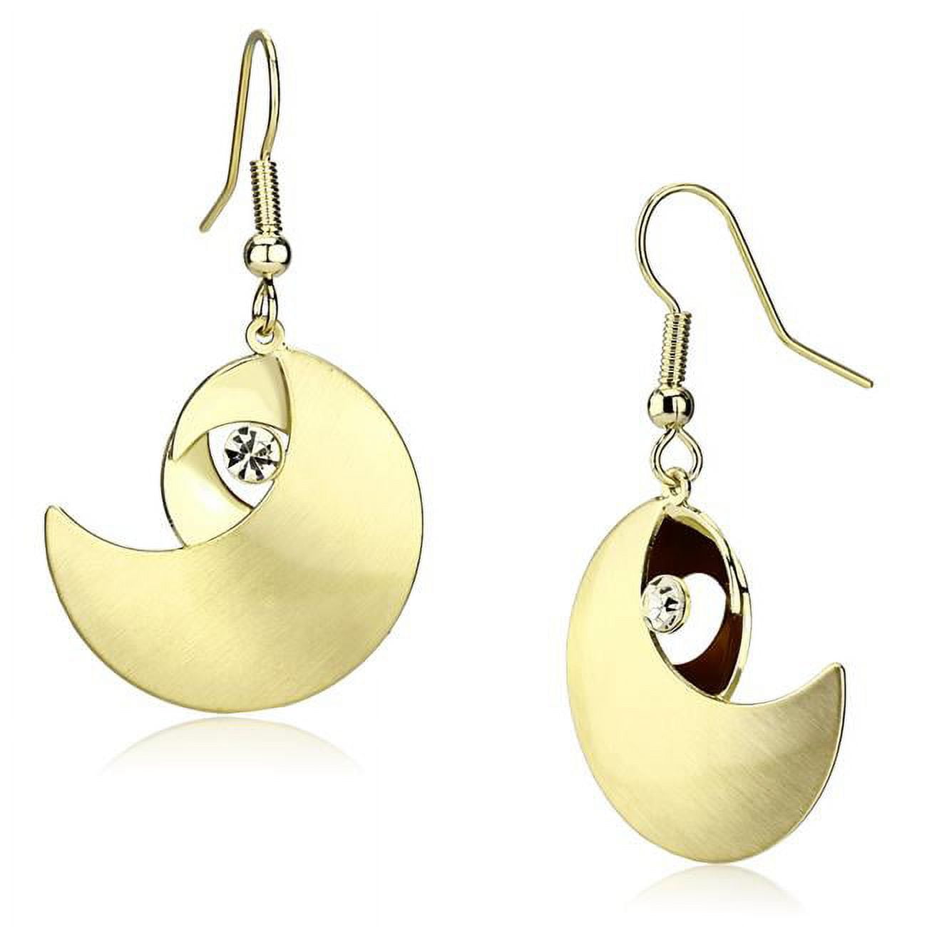 LO2739 Women Matte Gold & Gold Iron Earrings with Top Grade Crystal in Clear
