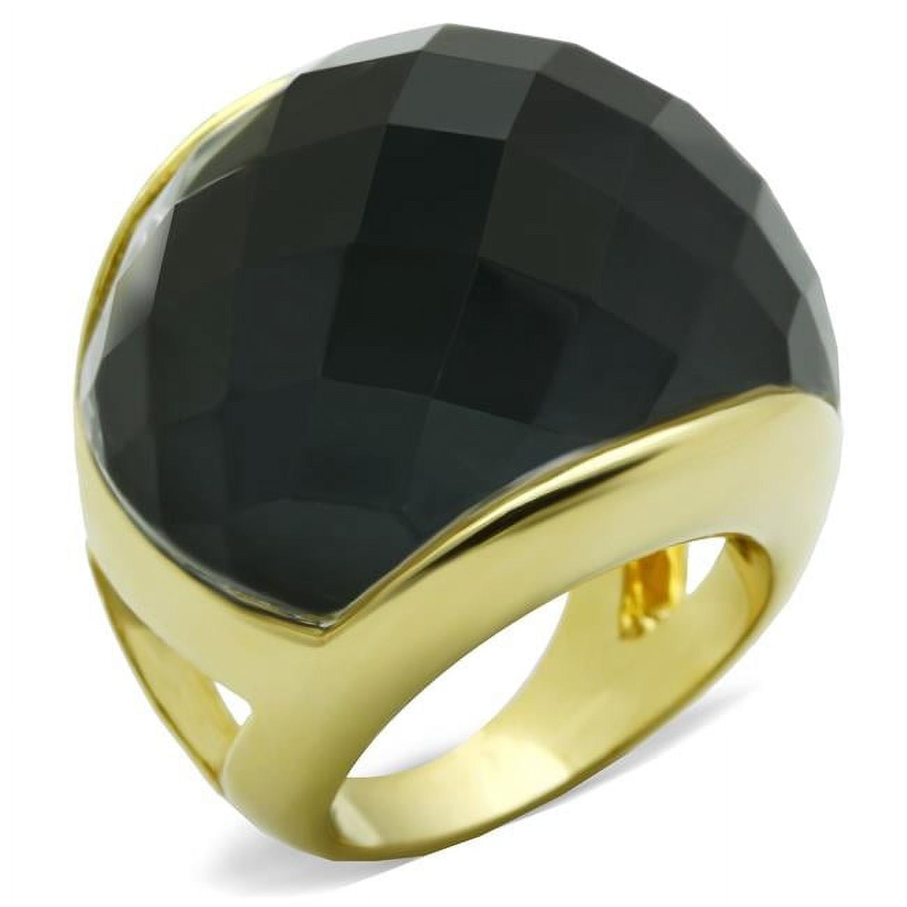 LO1172-8 Women Gold Brass Ring with Precious Stone in White - Size 8