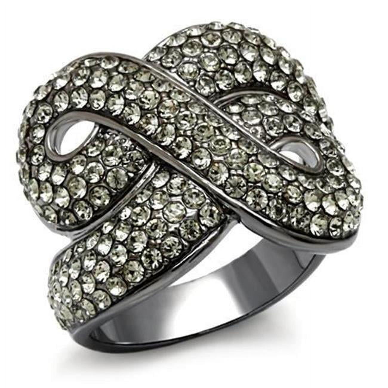 Women TIN Cobalt Black Brass Ring with Top Grade Crystal in Black Diamond - Size 7