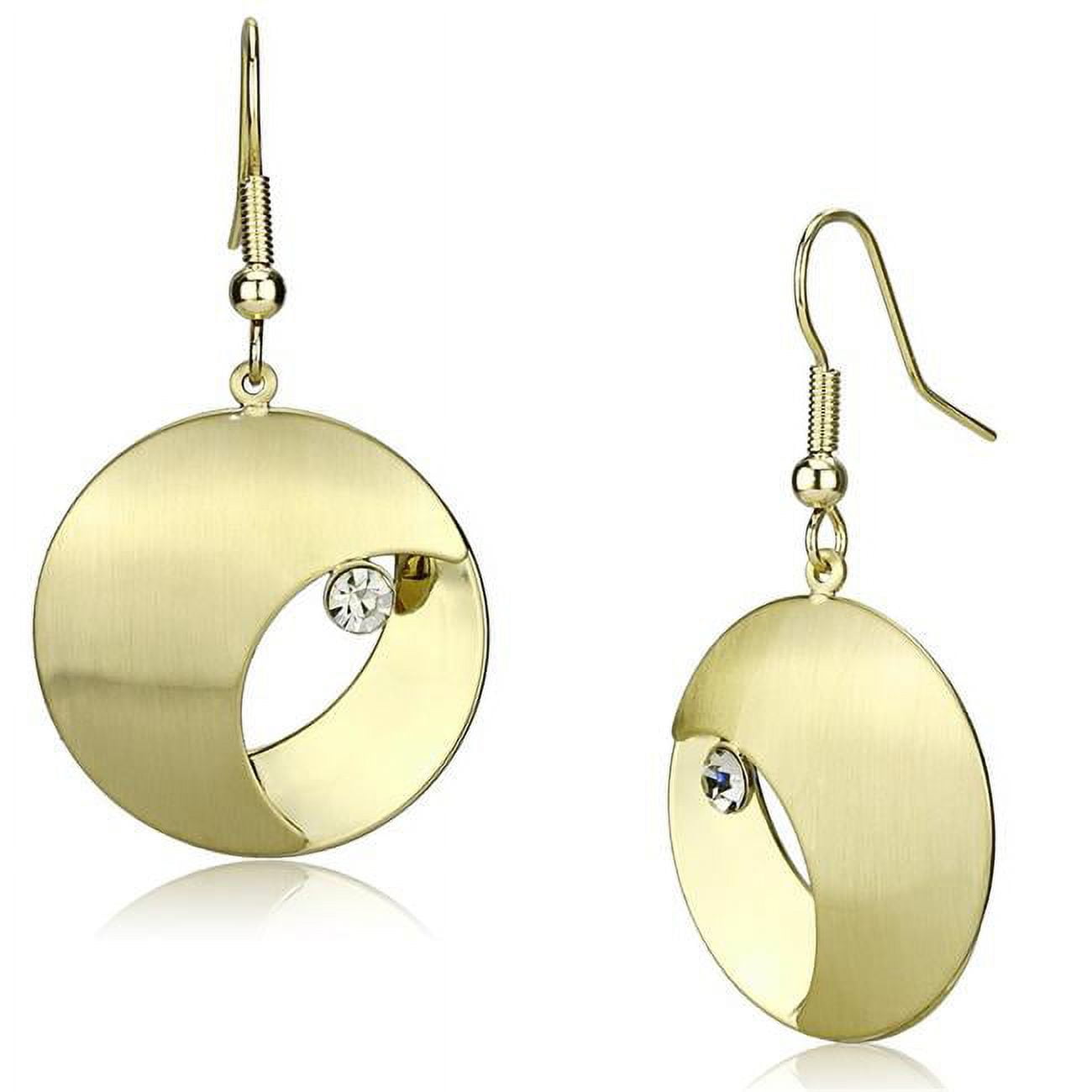 LO2738 Women Matte Gold & Gold Iron Earrings with Top Grade Crystal in Clear
