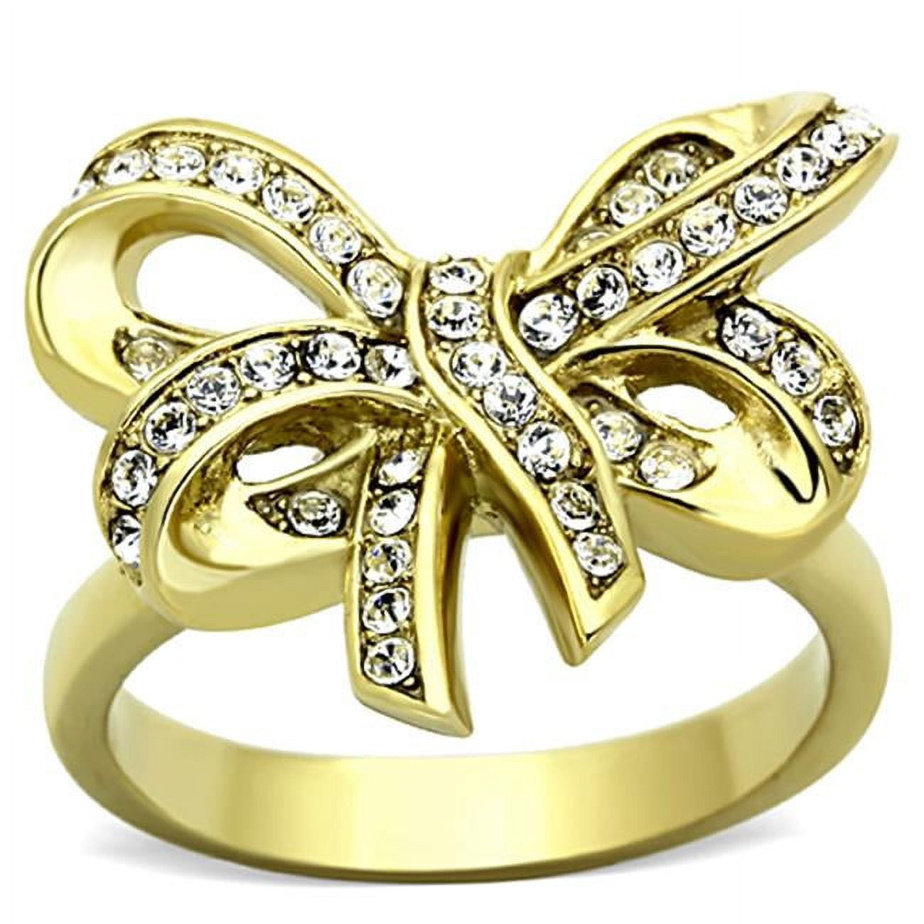 TK1108-10 Women IP Gold Stainless Steel Ring with Top Grade Crystal in Clear - Size 10