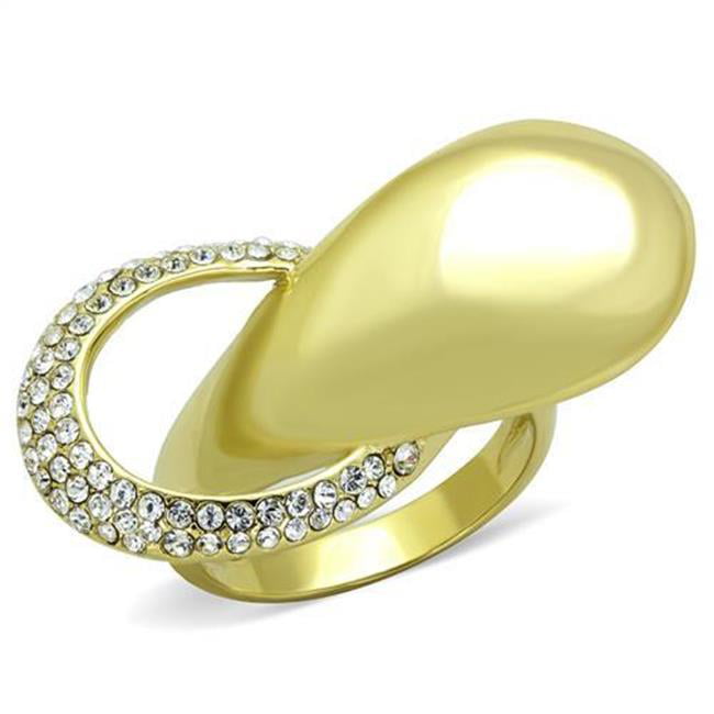 TK1782-9 Women IP Gold Stainless Steel Ring with Top Grade Crystal in Clear - Size 9