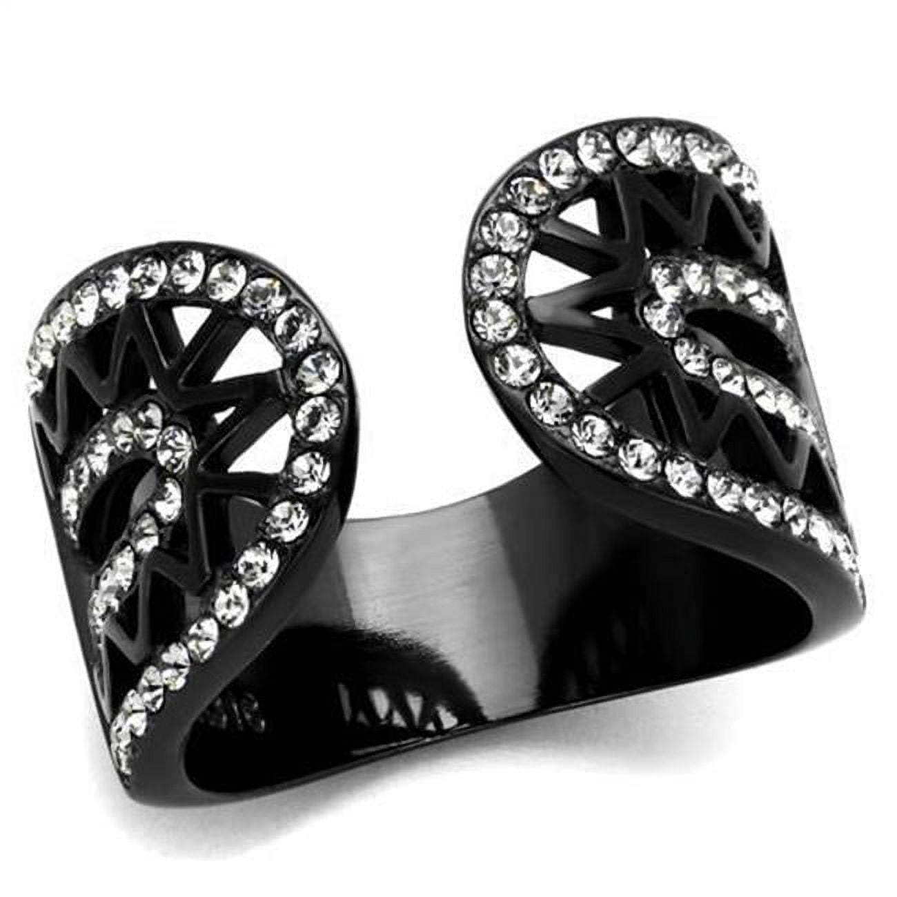 TK2166-5 Women IP Black Stainless Steel Ring with Top Grade Crystal in Black Diamond - Size 5