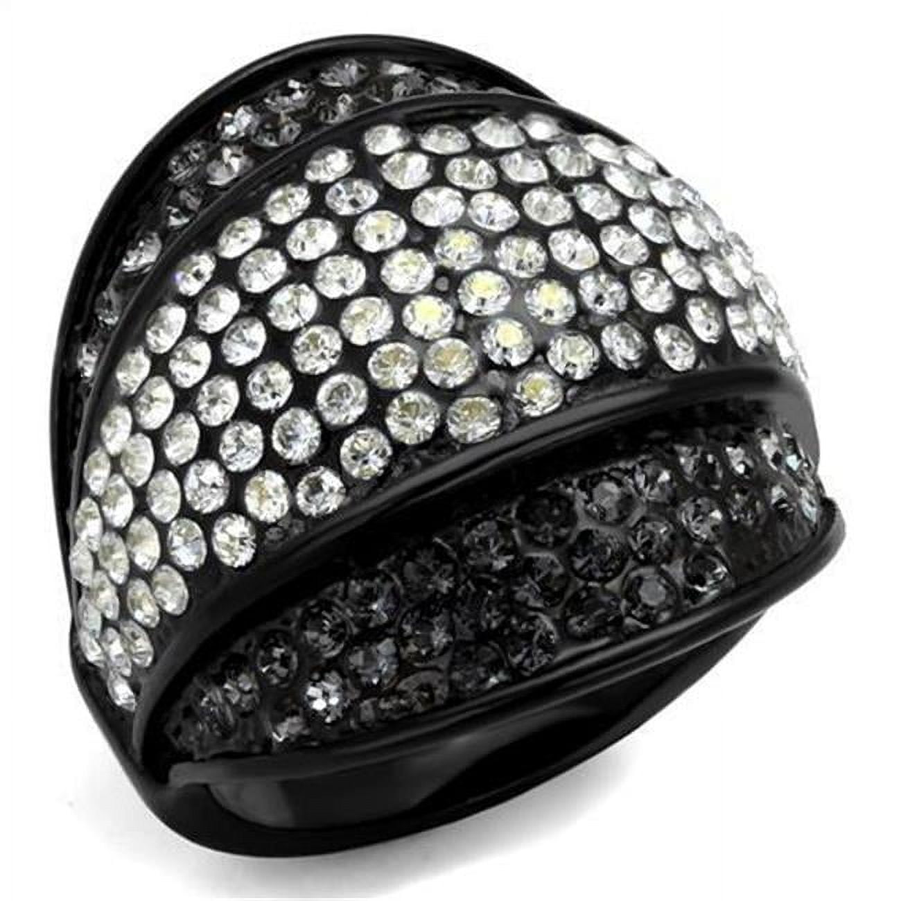 TK2200-5 Women IP Black Stainless Steel Ring with Top Grade Crystal in Multi Color - Size 5