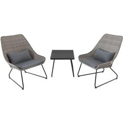 Montk3pc-gry Montauk 3 Piece Wicker Scoop Chat Set With Gray Cushions