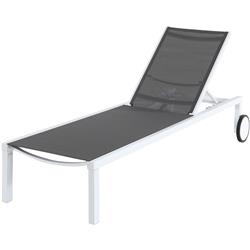 Pytnchs-w-gry Peyton Sling Armless Chaise Lounge In White & Gray, 20 X 26.5 X 76 In.