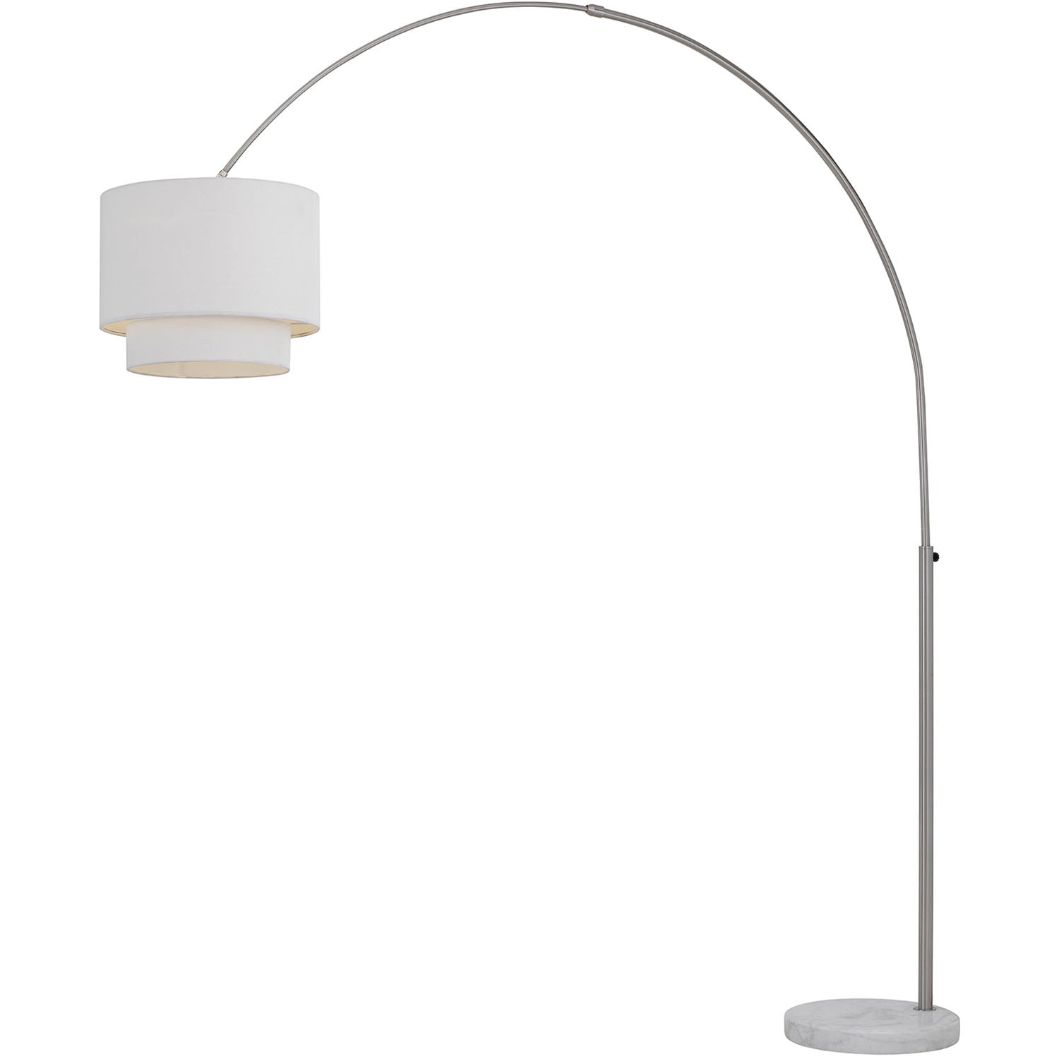 9124-fl Arched Floor Lamp, Brushed Nickel With Fabric Shade