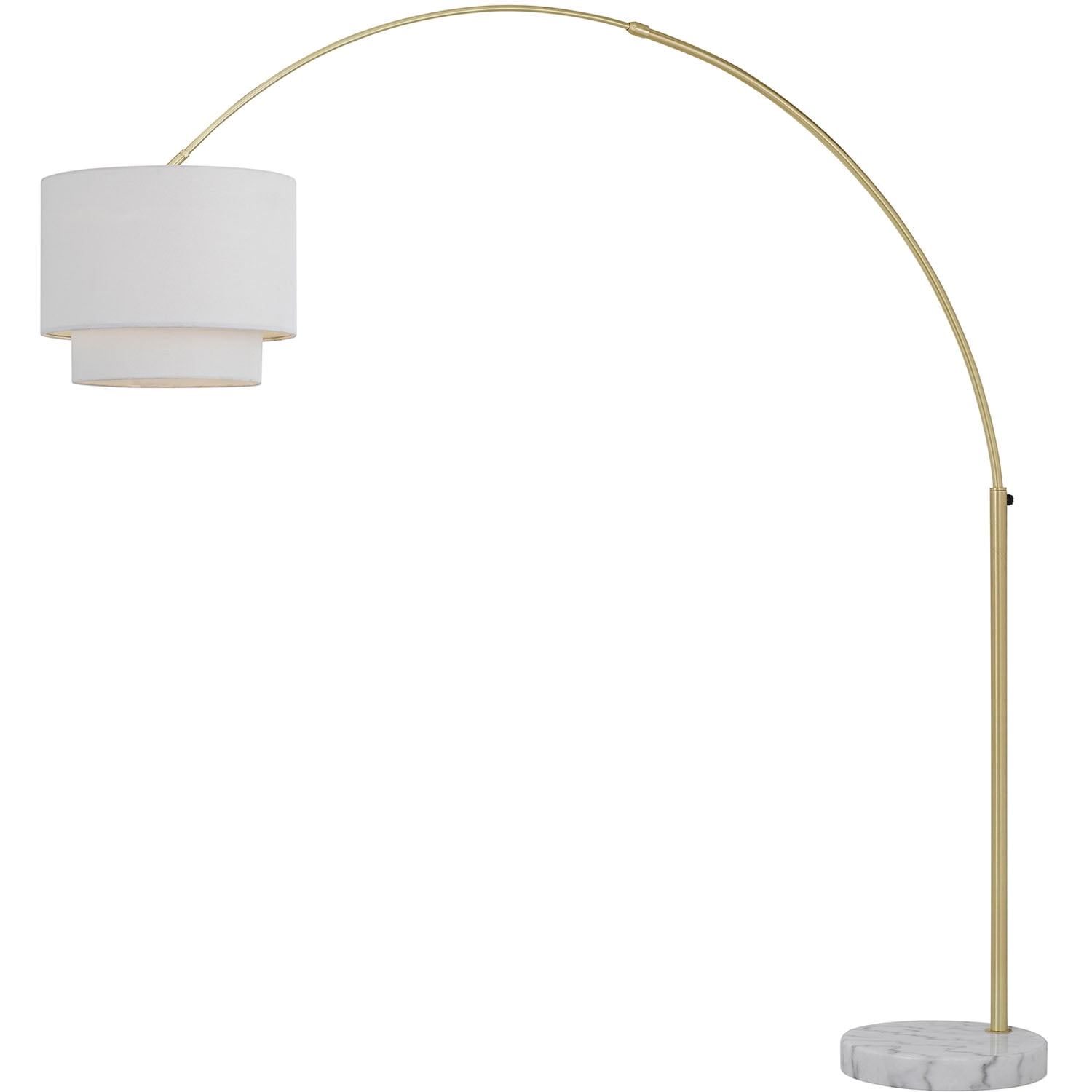 9125-fl Arched Floor Lamp, Brushed Gold With Fabric Shade