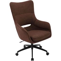 Hoc0008 Carlton Wingback Office Chair - Chocolate Brown With Adjustable Gas Lift Seating, Caster Wheels & Chrome Base