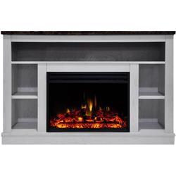 Cam5021-1whtlg3 Seville Electric Fireplace Heater With 47 In. White Tv Stand Enhanced Log Display, Multi Color Flames