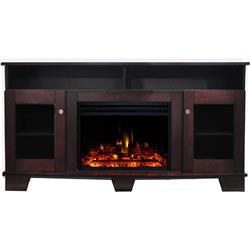 Cam6022-1mahlg3 Savona Electric Fireplace Heater With 59 In. Mahogany Tv Stand Enhanced Log Display, Multi Color Flames & Remote