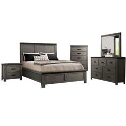 98133a5q1-gr Hudson 5 Piece Bedroom Suite, Grey