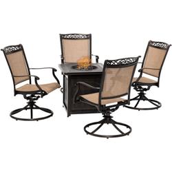 Fnt5pcswfpsq Fontana 5 Piece Fire Pit Chat Set With 4 Sling Swivel Rockers & A Square Fire Pit Table