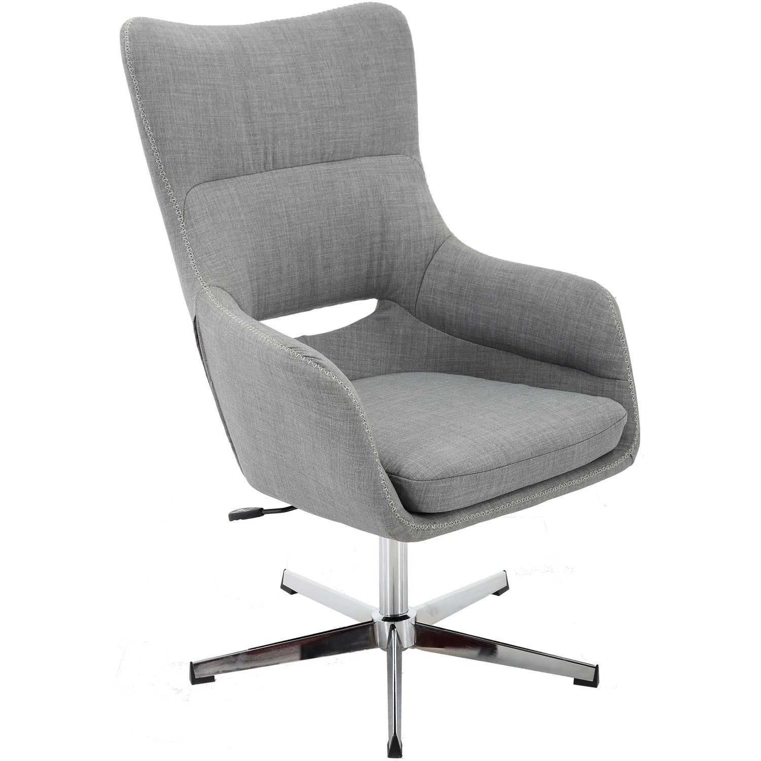 Hoc0007 Carlton Wingback Stationary Office Chair With Adjustable Gas Lift Seating & Chrome Base, Gray